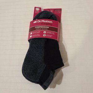 Dr Motion Womens 2 Pack Everyday Compression Ankle Socks-black with grey-Dry
